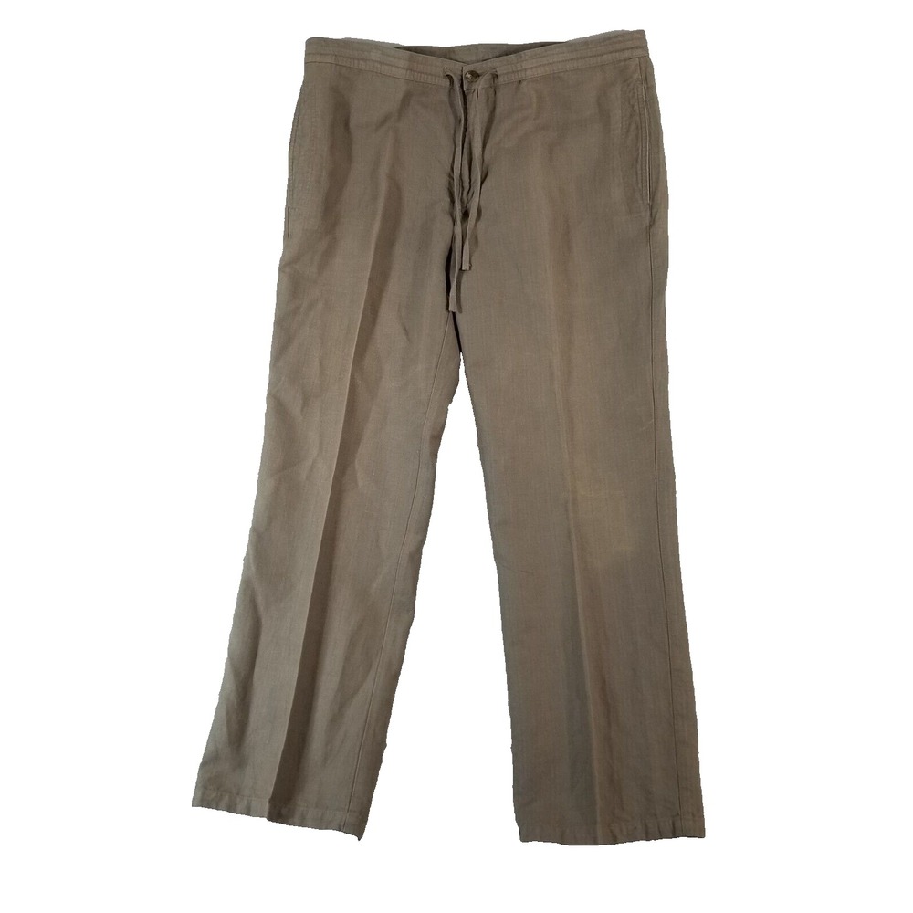 Calvin Klein Lounge Pants Men XL Green Linen Blend Casual Outdoor Drawstring